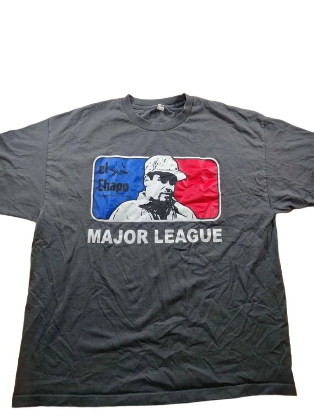 Men's Gray XXL Short Sleeve El Chapo Major League Themed T-Shirt